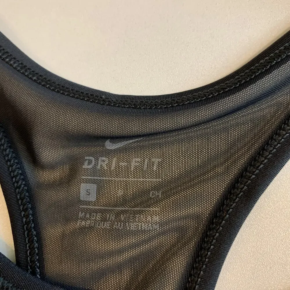 Nike Pro Sports Bra Womens S Small‎ Multi Dri Fit Mesh Panel Racerback Logo Band